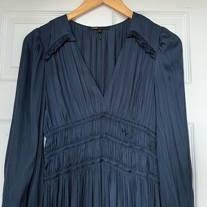 Maje Rianne Satin Ruffle Dress